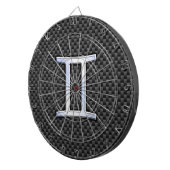 Gemini Zodiac Symbol Charcoal Carbon Fiber Style Dartbord (Voorkant Rechts)