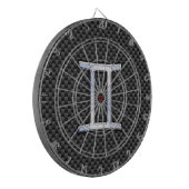 Gemini Zodiac Symbol Charcoal Carbon Fiber Style Dartbord (Voorkant Links)