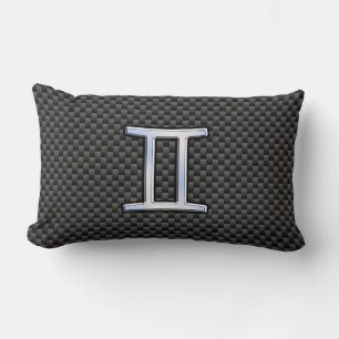 Gemini Zodiac Symbol Charcoal Carbon Fiber Style Kussen