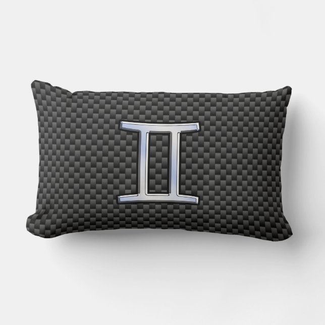 Gemini Zodiac Symbol Charcoal Carbon Fiber Style Kussen (Voorkant)