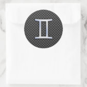 Gemini Zodiac Symbol Charcoal Carbon Fiber Style Ronde Sticker (Tas)