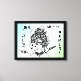 Gemini Zodiac Symbol en Sign Framed Canvas Afdruk