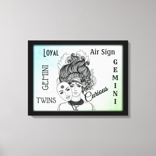 Gemini Zodiac Symbol en Sign Framed Canvas Afdruk (Voorkant)