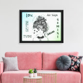 Gemini Zodiac Symbol en Sign Framed Canvas Afdruk (Insitu (Woonkamer))