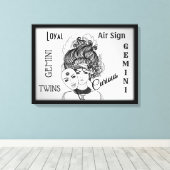 Gemini Zodiac Symbol en Sign Framed Canvas Afdruk (Insitu (Houten vloer))
