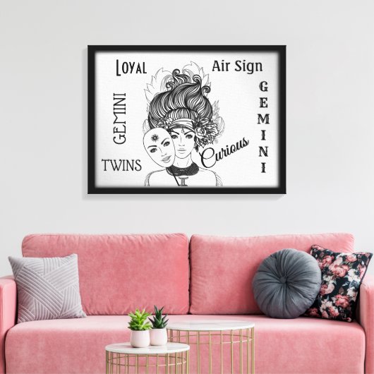 Gemini Zodiac Symbol en Sign Framed Canvas Afdruk (Insitu (Woonkamer))