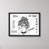 Gemini Zodiac Symbol en Sign Framed Canvas Afdruk (Voorkant)