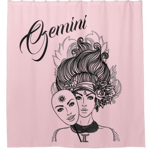 Gemini Zodiac Symbol en Sign Pink Douchegordijn (Voorkant)