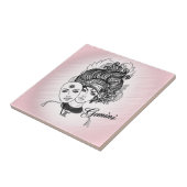 Gemini Zodiac Symbol en Sign Pink Tegeltje (Zijkant)