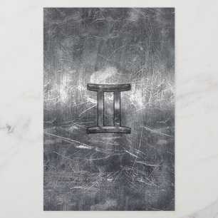 Gemini Zodiac Symbol in Grunge Distress Style Briefpapier