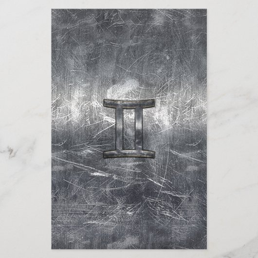 Gemini Zodiac Symbol in Grunge Distress Style Briefpapier (Voorkant)