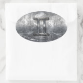 Gemini Zodiac Symbol in Grunge Distress Style Ovale Sticker (Tas)