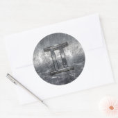 Gemini Zodiac Symbol in Grunge Distress Style Ronde Sticker (Envelop)
