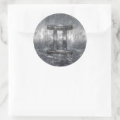 Gemini Zodiac Symbol in Grunge Distress Style Ronde Sticker (Tas)
