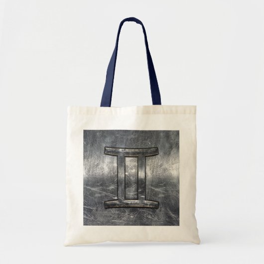 Gemini Zodiac Symbol in Grunge Distress Style Tote Bag (Voorkant)