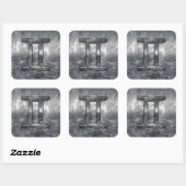 Gemini Zodiac Symbol in Grunge Distress Style Vierkante Sticker (Vel)