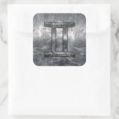 Gemini Zodiac Symbol in Grunge Distress Style Vierkante Sticker (Tas)