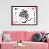 Gemini Zodiac Symbol n Sign Framed Wrapped Canvas Afdruk (Insitu (Woonkamer))