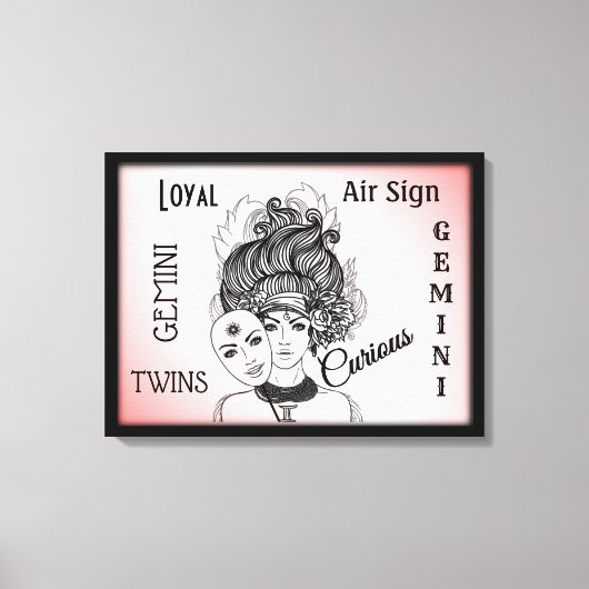 Gemini Zodiac Symbol n Sign Framed Wrapped Canvas Afdruk (Voorkant)
