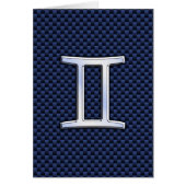 Gemini Zodiac Symbol Navy Blue Carbon Fiber Print (Voorkant)