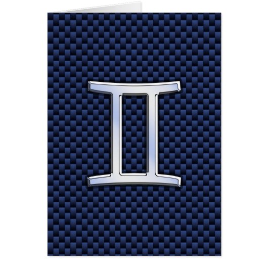 Gemini Zodiac Symbol Navy Blue Carbon Fiber Print (Voorkant)