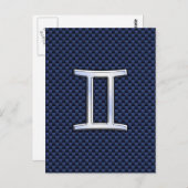 Gemini Zodiac Symbol Navy Blue Carbon Fiber Print Briefkaart (Voorkant / Achterkant)