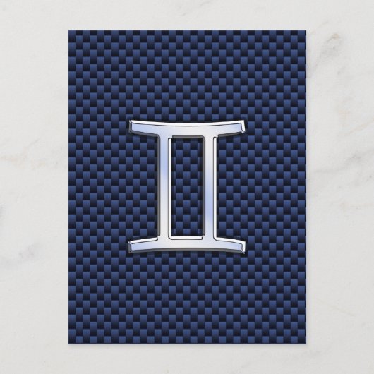 Gemini Zodiac Symbol Navy Blue Carbon Fiber Print Briefkaart (Voorkant)