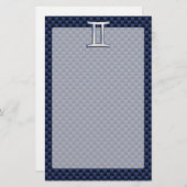 Gemini Zodiac Symbol Navy Blue Carbon Fiber Print Briefpapier (Voorkant / Achterkant)