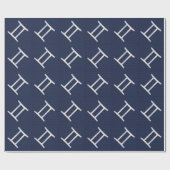 Gemini Zodiac Symbol Navy Blue Carbon Fiber Print Cadeaupapier (Vlak)