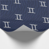 Gemini Zodiac Symbol Navy Blue Carbon Fiber Print Cadeaupapier (Hoek)