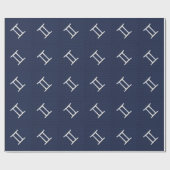Gemini Zodiac Symbol Navy Blue Carbon Fiber Print Cadeaupapier (Vlak)