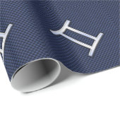 Gemini Zodiac Symbol Navy Blue Carbon Fiber Print Cadeaupapier (Rol Hoek)