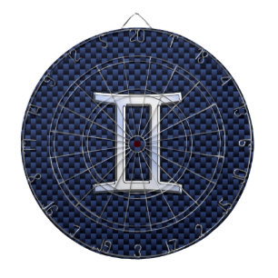 Gemini Zodiac Symbol Navy Blue Carbon Fiber Print Dartbord