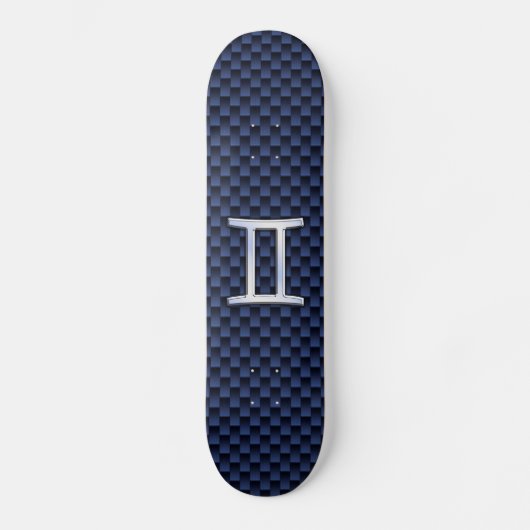 Gemini Zodiac Symbol Navy Blue Carbon Fiber Print Persoonlijk Skateboard (Voorkant)