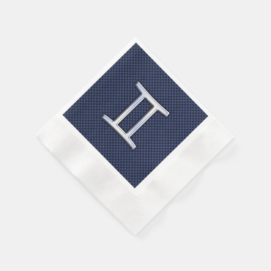 Gemini Zodiac Symbol Navy Blue Carbon Fiber Print Servetten (Hoek)