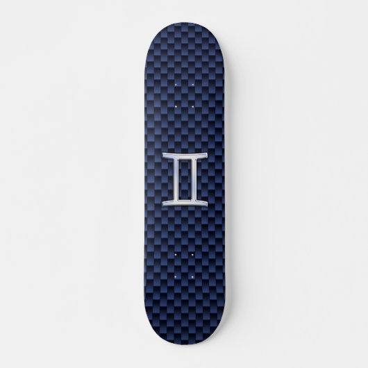 Gemini Zodiac Symbol Navy Blue Carbon Fiber Print Skateboard (Voorkant)