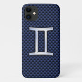 Gemini Zodiac Symbol Navy Blue Carbon Style Case-Mate iPhone Case (Achterkant)