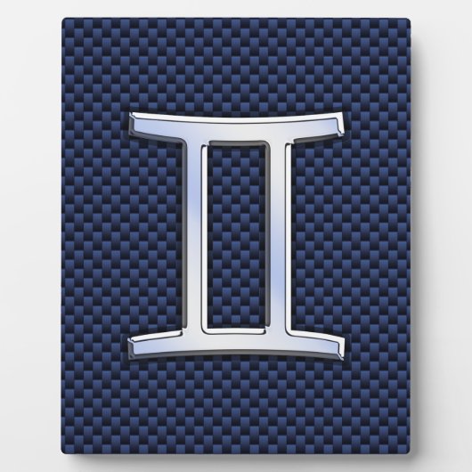 Gemini Zodiac Symbol Navy Blue Carbon Style Fotoplaat (Voorkant)