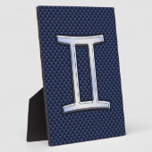 Gemini Zodiac Symbol Navy Blue Carbon Style Fotoplaat (Zijkant)