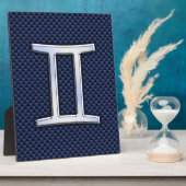 Gemini Zodiac Symbol Navy Blue Carbon Style Fotoplaat (Zijkant)