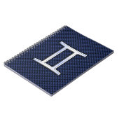 Gemini Zodiac Symbol Navy Blue Carbon Style Notitieboek (Linkerzijde)