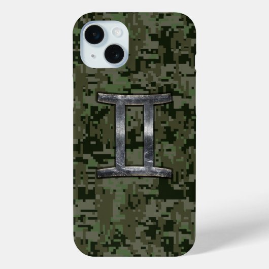 Gemini Zodiac Symbol op Green Digital Camouflage Case-Mate iPhone Case (Achterkant)