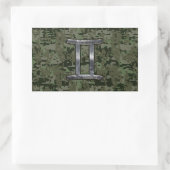 Gemini Zodiac Symbol op Green Digital Camouflage Rechthoekige Sticker (Tas)
