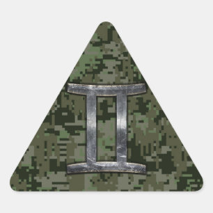 Gemini Zodiac Symbol op Green Digital Camouflage Sticker