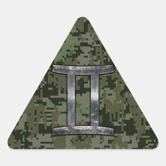 Gemini Zodiac Symbol op Green Digital Camouflage Sticker (Voorkant)