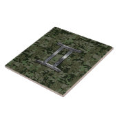 Gemini Zodiac Symbol op Green Digital Camouflage Tegeltje (Zijkant)