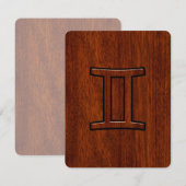 Gemini Zodiac Symbol op Mahogany als Decor (Voorkant / Achterkant)