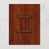 Gemini Zodiac Symbol op Mahogany als Decor Briefkaart (Voorkant)