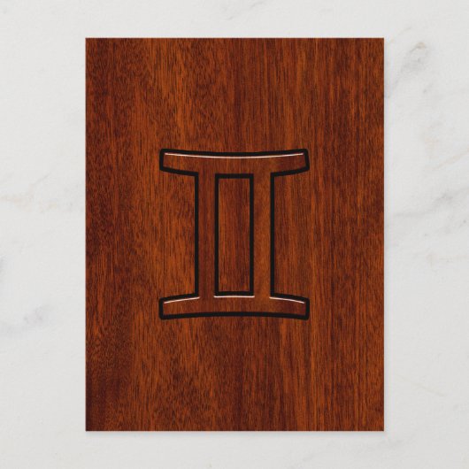 Gemini Zodiac Symbol op Mahogany als Decor Briefkaart (Voorkant)