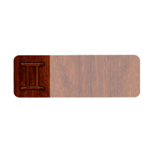 Gemini Zodiac Symbol op Mahogany als Decor Etiket